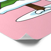Snowman met Snowy Pine Tree Poster (Hoek)