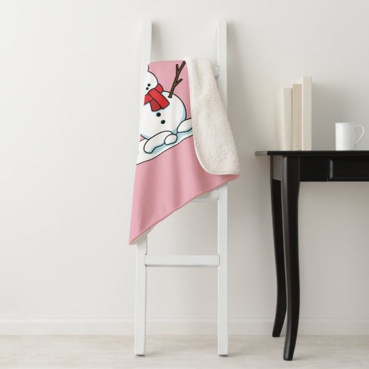 Snowman met Snowy Pine Tree Sherpa Deken (In situ)