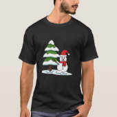 Snowman met Snowy Pine Tree T-shirt (Voorkant)