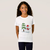 Snowman met Snowy Pine Tree T-shirt (Voorkant volledig)