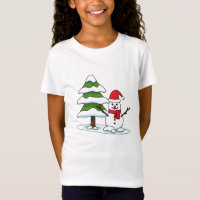 Snowman met Snowy Pine Tree