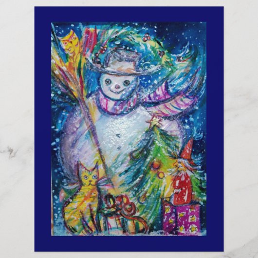 SNOWMAN MET SPEELGOED, wit blauw geel Flyer (Voorkant)