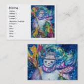 SNOWMAN MET SPEELGOED, wit blauw geel Visitekaartje (Voorkant / Achterkant)