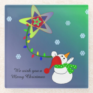 Snowman met Star Glazen Onderzetter