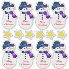 Snowman met sterren sticker