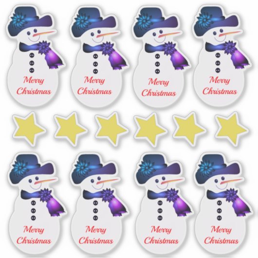 Snowman met sterren sticker (Voorkant)