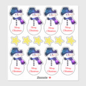 Snowman met sterren sticker (Vel)