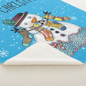 Snowman met Stockings Fleece Sherpa Blanket Sherpa Deken (3/4)
