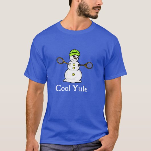 Snowman met Tennis Rackets Kerstmis T-Shirt (Voorkant)