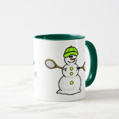 Snowman met Tennis Rackets-kerstMok Mok (Voorkant rechts)