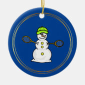Snowman met Tennis Rackets kerstversiering Keramisch Ornament (Voorkant)