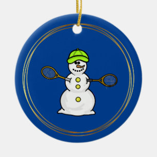 Snowman met Tennis Rackets kerstversiering Keramisch Ornament