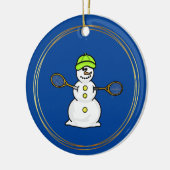 Snowman met Tennis Rackets kerstversiering Keramisch Ornament (Links)