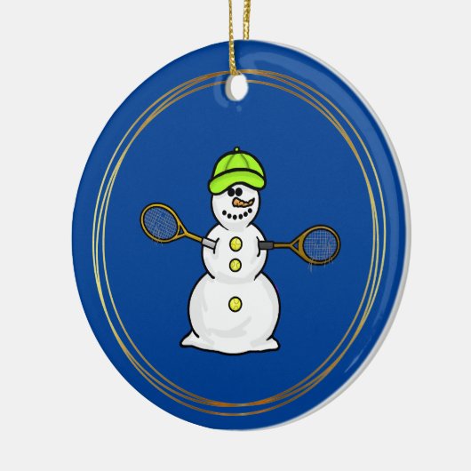 Snowman met Tennis Rackets kerstversiering Keramisch Ornament (Links)