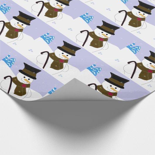 Snowman met Top Hat en Cane Cadeaupapier (Hoek)