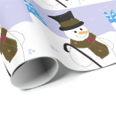 Snowman met Top Hat en Cane Cadeaupapier (Rol Hoek)