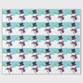 Snowman met Top Hat en Cane Cadeaupapier (Vlak)