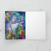 SNOWMAN MET TOYS, Kerstkruiige Hollybessen Feestdagen Kaart (Binnen)