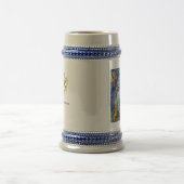 SNOWMAN MET TOYS, wit blauw geel Bierpul (Center)