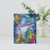 SNOWMAN MET TOYS, wit blauw geel Briefkaart (Staand voorkant)