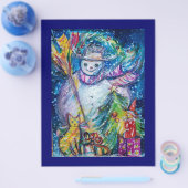 SNOWMAN MET TOYS, wit blauw geel Flyer (Enkel)