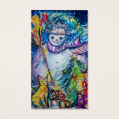 SNOWMAN MET TOYS, wit blauw geel Visitekaartjes (Achterkant)