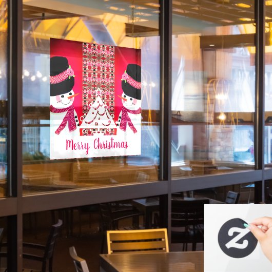 Snowman met Typografie Greeting Raamsticker (Restaurant Raam)