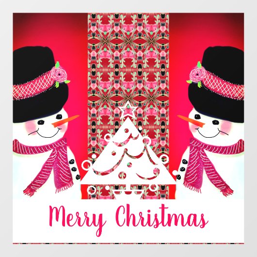 Snowman met Typografie Greeting Raamsticker (Vel)