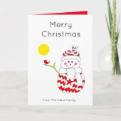 Snowman met vogelkerst feestdagen kaart (Voorkant)