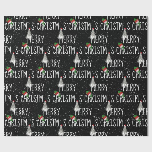 Snowman met vrolijk kerstfeest en boom in Snowflak Cadeaupapier (Vlak)