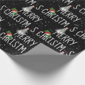 Snowman met vrolijk kerstfeest en boom in Snowflak Cadeaupapier (Hoek)