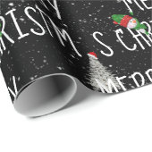 Snowman met vrolijk kerstfeest en boom in Snowflak Cadeaupapier (Rol Hoek)