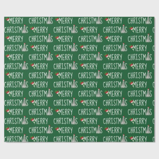 Snowman met vrolijk kerstfeest en boom in Snowflak Cadeaupapier (Vlak)