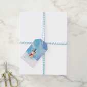 Snowman met vrolijk kerstfeest en glimlachen cadeaulabel (Met Touw)