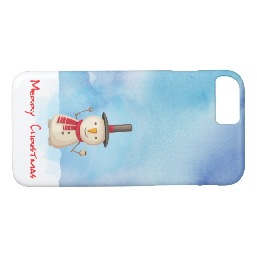 Snowman met vrolijk kerstfeest en glimlachen Case-Mate iPhone case (Achterkant (Horizontaal))