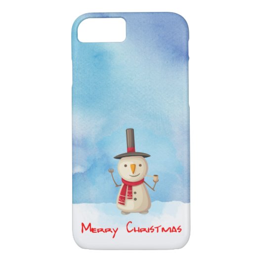 Snowman met vrolijk kerstfeest en glimlachen Case-Mate iPhone case (Achterkant)