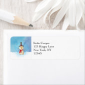 Snowman met vrolijk kerstfeest en glimlachen etiket (Insitu)