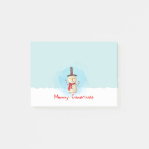 Snowman met vrolijk kerstfeest en glimlachen post-it® notes