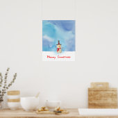 Snowman met vrolijk kerstfeest en glimlachen poster (Keuken)