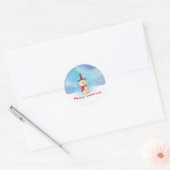 Snowman met vrolijk kerstfeest en glimlachen ronde sticker (Envelop)