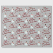 Snowman met vrolijk kerstfeest op grijs cadeaupapier (Vlak)