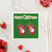 Snowman met vrolijk kerstfeest over het groen stop servetten (Insitu)