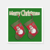 Snowman met vrolijk kerstfeest over het groen stop servetten (Voorkant)