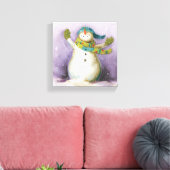 Snowman met Winter Mittens Canvas Afdruk (Insitu (Woonkamer))
