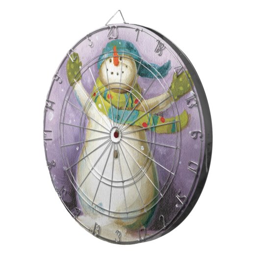 Snowman met Winter Mittens Dartbord (Voorkant Rechts)