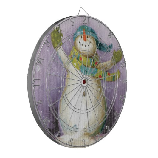 Snowman met Winter Mittens Dartbord (Voorkant Links)