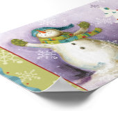 Snowman met Winter Mittens en kerstbomen Poster (Hoek)