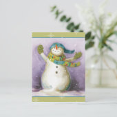 Snowman met Winter Mittens Feestdagenkaart (Staand voorkant)