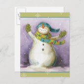 Snowman met Winter Mittens Feestdagenkaart (Voorkant / Achterkant)