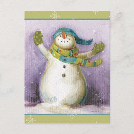 Snowman met Winter Mittens Feestdagenkaart (Voorkant)